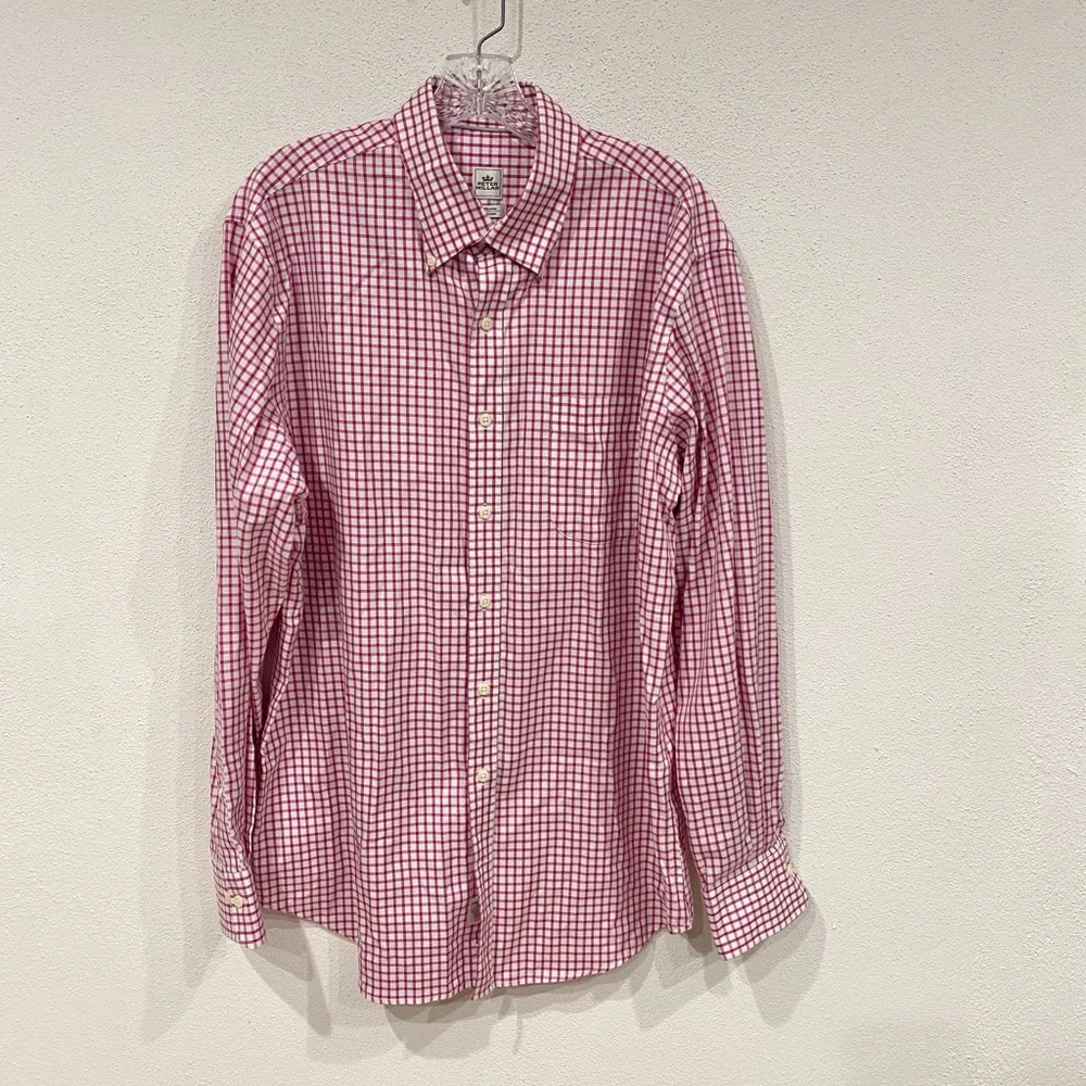 Peter Millar Nanoluxe Check Button Down Size Large EUC